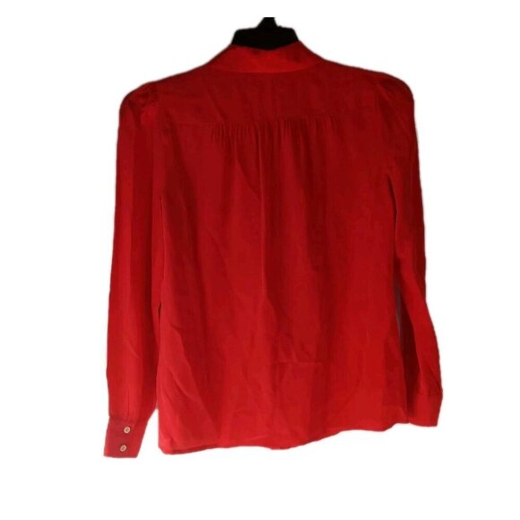 J.Crew Womens Button Up Shirt Red Silk Long Sleeve Casual Basic Top Size 2 - Picture 2 of 10